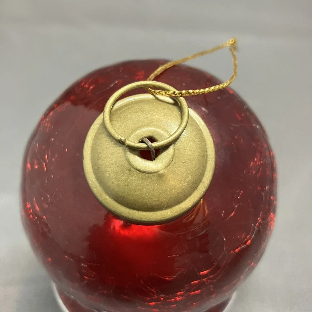 Vintage Red Crackle Ball Christmas Ornament /3